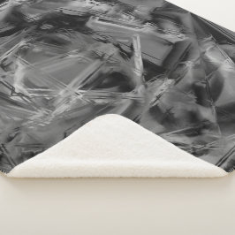 Cobertor Sherpa Quadrados torcidos, cinzas e pinceladas pretas