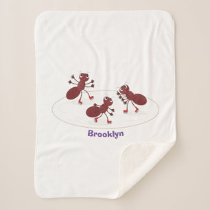 Cobertor Sherpa Quadrinhos de gelo de formigas vermelhas felizes