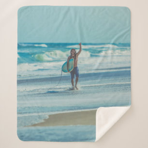 Cobertor Sherpa Quadro de carregando na praia