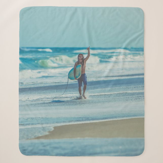 Cobertor Sherpa Quadro de carregando na praia (Frente)