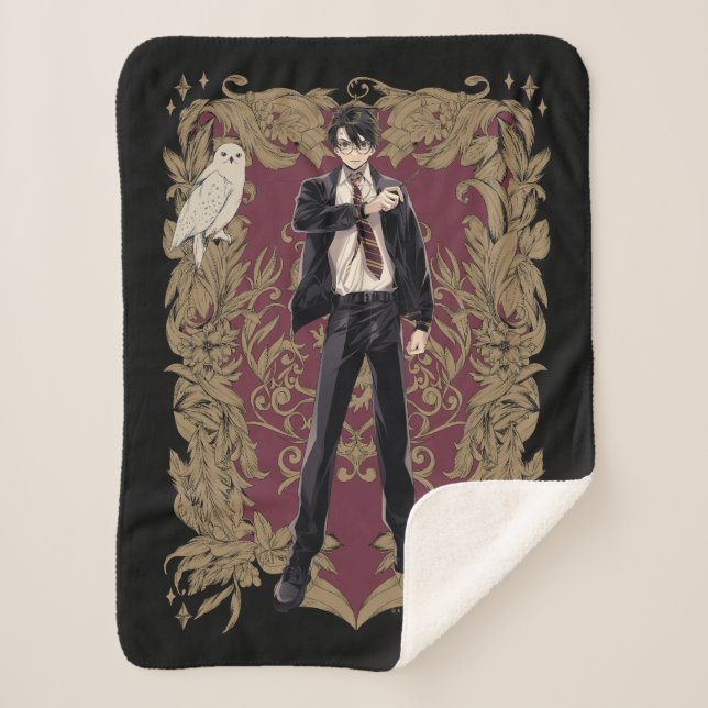 Cobertor Sherpa Quadro do Ornamentado Anime HARRY POTTER™ (Frente)