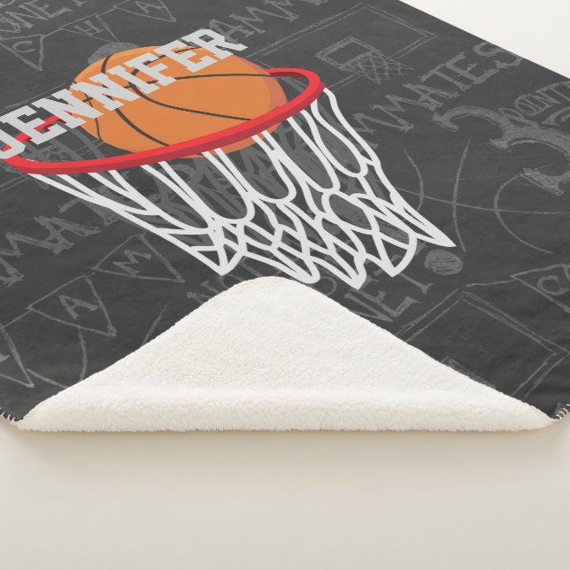 Cobertor Sherpa Quadro Personalizado de Basquete e Hoop (3/4)