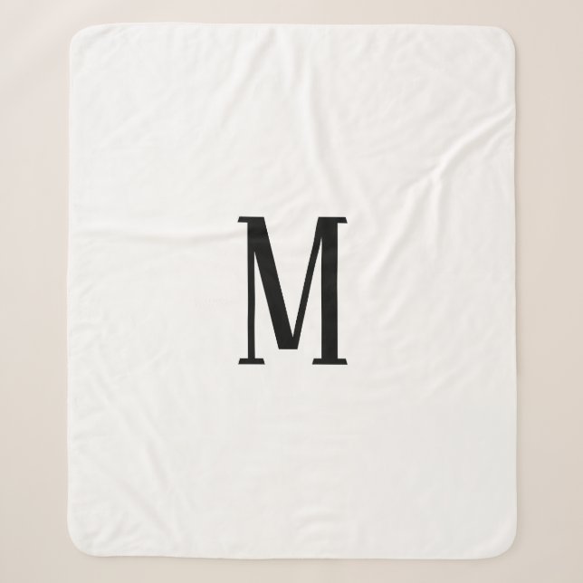 Cobertor Sherpa Qualquer Letra | Preto e Branco ou Cores DIY (Frente)
