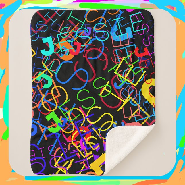 Cobertor Sherpa Qualquer nome Cores Brilhantes Personalizáveis e P (Criador carregado)