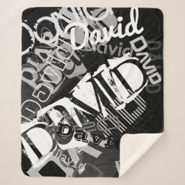 Cobertor Sherpa Qualquer nome criativo personalizável preto e bran