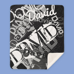 Cobertor Sherpa Qualquer nome criativo personalizável preto e bran