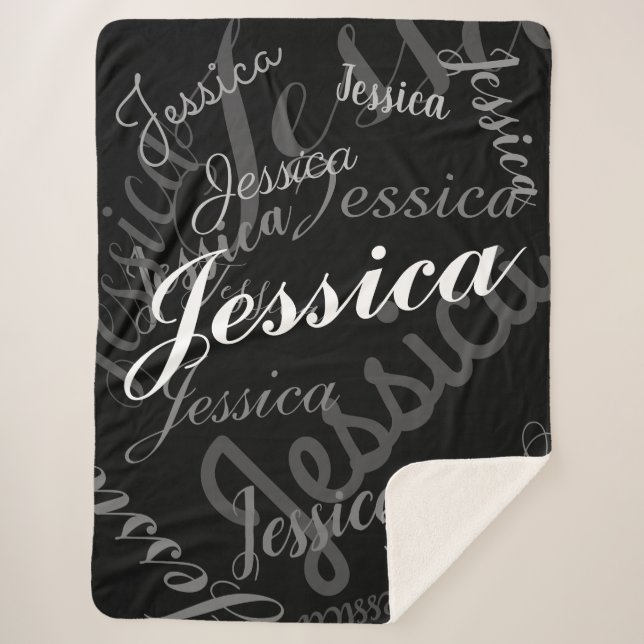 Cobertor Sherpa Qualquer nome personalizável de Cinzas negras cria (Frente)