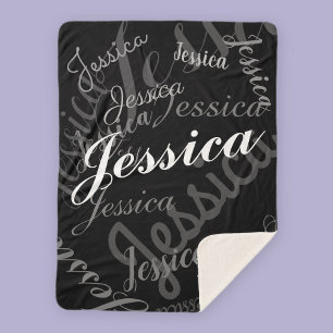 Cobertor Sherpa Qualquer nome personalizável de Cinzas negras cria