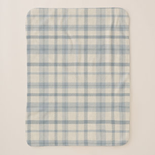 Cobertor Sherpa Quarto de Bebê Menino Xadrez Azul Fazenda Silencia