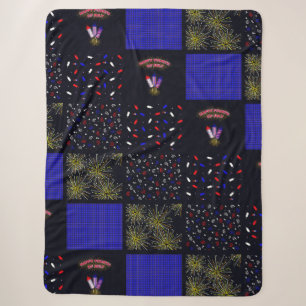 Cobertor Sherpa Quatro de Julho Patchwork Pattern - 4 de Julho