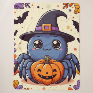 Cobertor Sherpa Queda/outono/aranha/bruxa/halloween