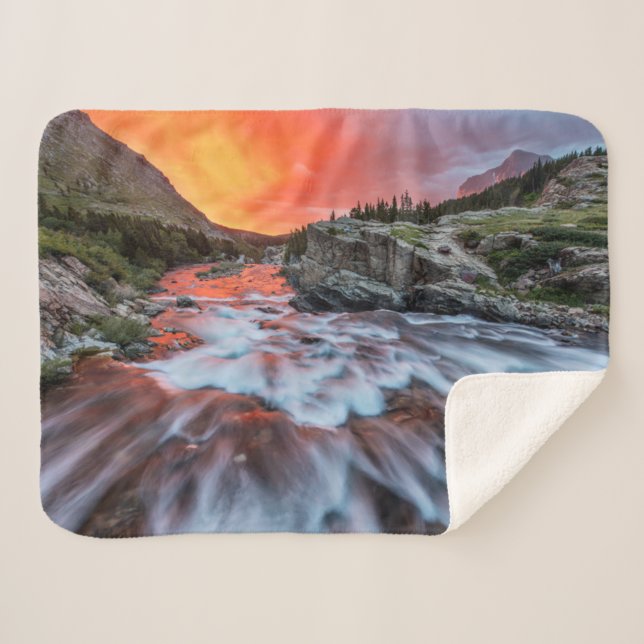 Cobertor Sherpa Quedas de Onda | Glacier National Park Montana (Frente (Horizontal))