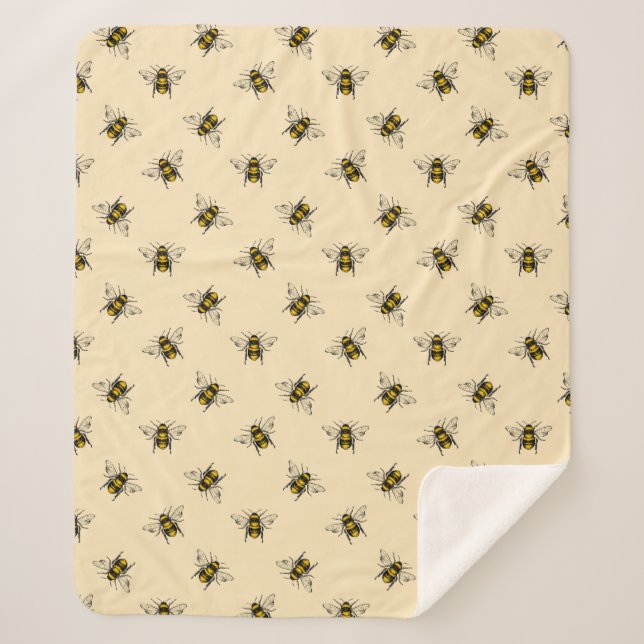 Cobertor Sherpa Queen Bee Pattern (Frente)