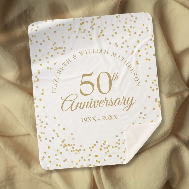 Cobertor Sherpa Quinquentenário Ouro Casamento Aniversário Chic Do (50th Golden Wedding Anniversary Chic Gold Confetti Sherpa Blanket)