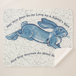 Cobertor Sherpa Rabbit Azul Escuro Delft Dedham Páscoa de Ano Novo