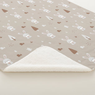 Cobertor Sherpa Rabbit Kids Adorável Padrão Sherpa Blanket