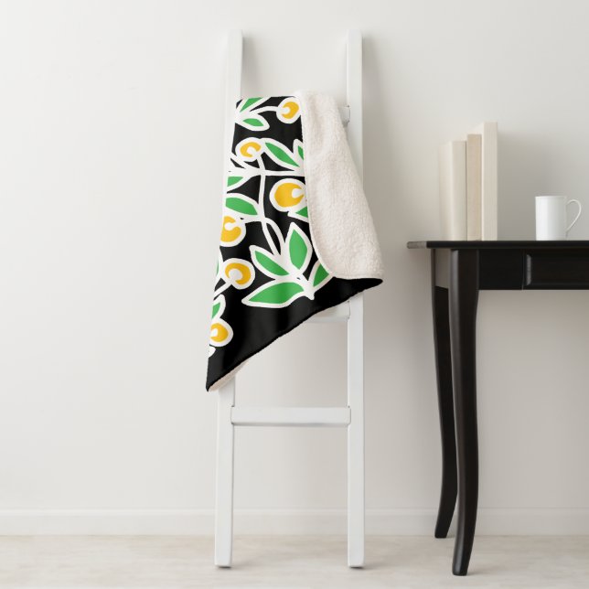 Cobertor Sherpa Rabisco amarelo e verde (In Situ)