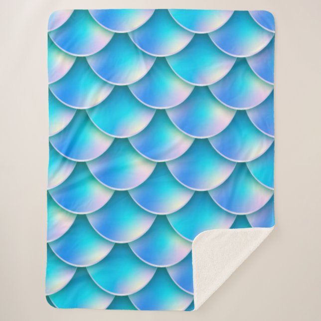 Cobertor Sherpa rabo-de-sereia azul (Frente)