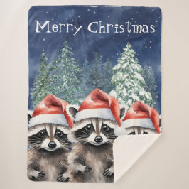 Cobertor Sherpa Raccoon Felry Christmas