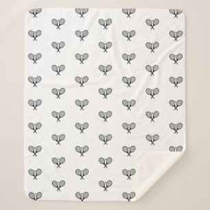 Cobertor Sherpa Rackets de Tênis Elegante preto e branco minimalis