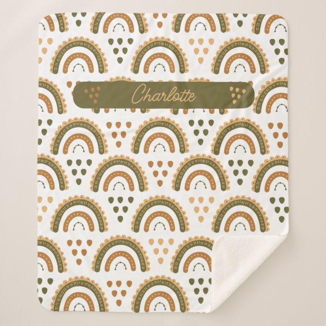 Cobertor Sherpa Rainbow Boho Branco Personalizado (Frente)