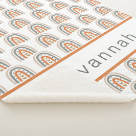 Cobertor Sherpa Rainbow Brown beige cinza White name