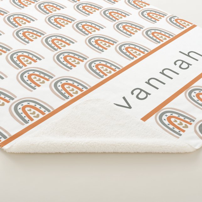 Cobertor Sherpa Rainbow Brown beige cinza White name (3/4)