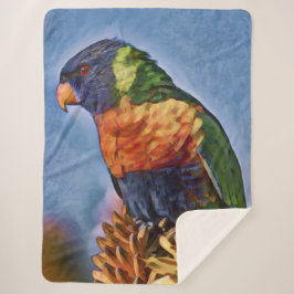 Cobertor Sherpa Rainbow Lorikeet Parrot Bird