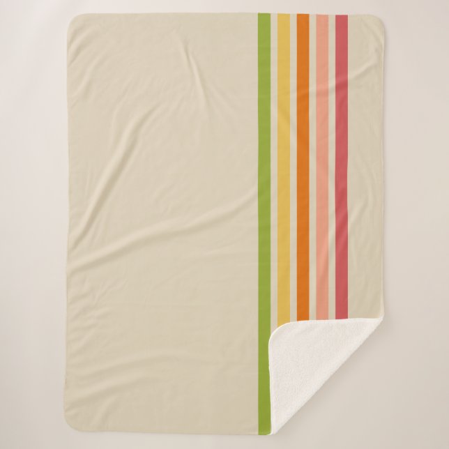 Cobertor Sherpa Rainbow Sherbet Vintage Striped (Frente)