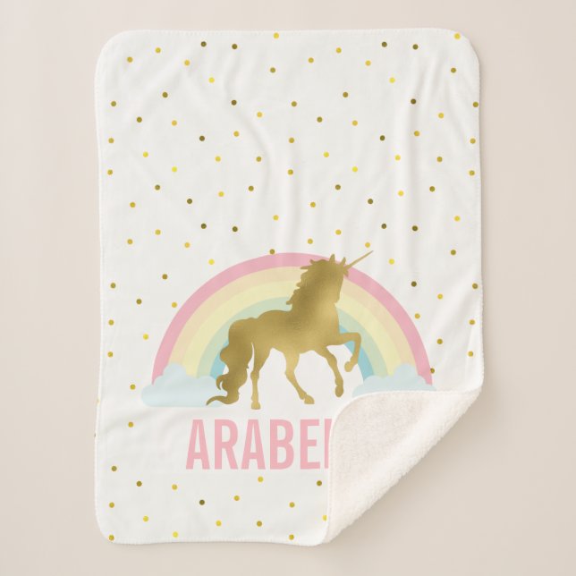 Cobertor Sherpa Rainbow Unicorn Girl (Frente)