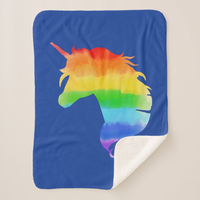 Cobertor Sherpa Rainbow Unicórnio (Frente)