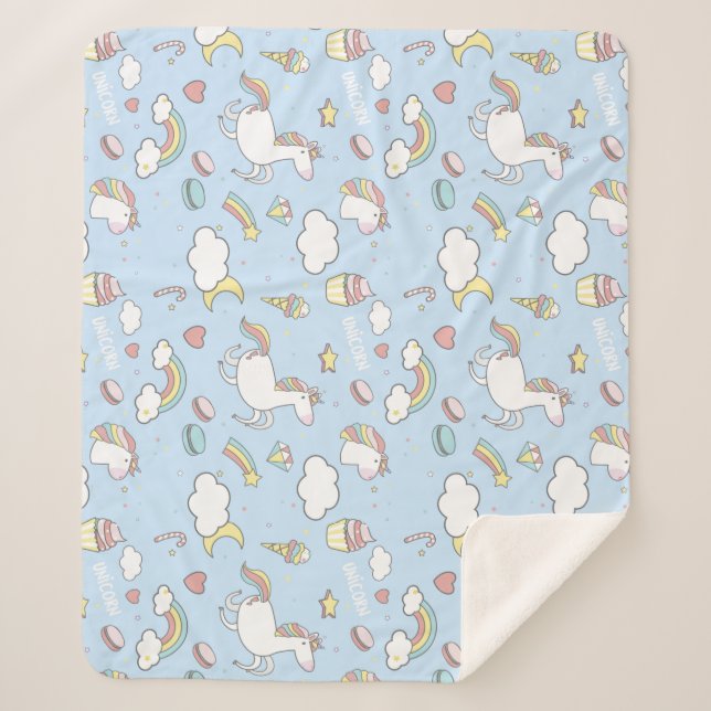 Cobertor Sherpa Rainbows e Unicórnios (Frente)