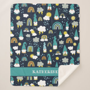 Cobertor Sherpa Rainday Gnomos Rainbow Kids