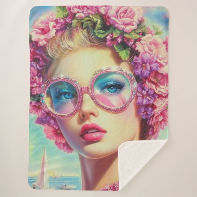 Cobertor Sherpa Rainha Tropical Glamor (Frente)