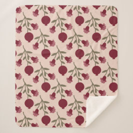 Cobertor Sherpa Ramificação De Pomegranato Com Sangue E Frutas