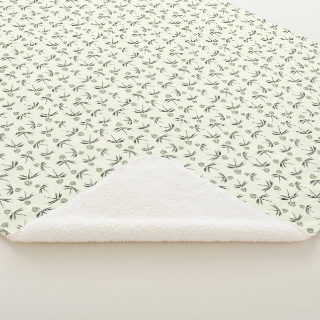 Cobertor Sherpa Ramificações verdes amigáveis no creme - padrão pe (3/4)