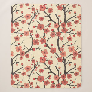 Cobertor Sherpa Ramo de Carvão Flor de Coral Meihua Chinesa
