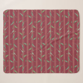 Cobertor Sherpa Ramo de folhas em papel de parede vermelho