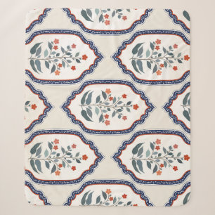 Cobertor Sherpa Ramos de Flor Oriental: Kalamkari indiano.