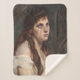 Cobertor Sherpa Rapariga Elegante com Mãos Dobradas (Arte Vintage)