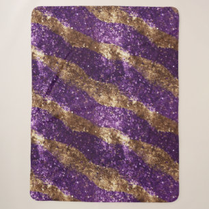 Cobertor Sherpa Rapariga Glitter Dourada Roxa