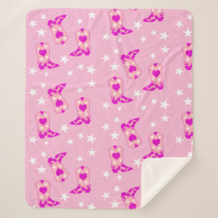 Cobertor Sherpa Rapariga Rosa Moderna Garra Rosa Boots Ocidentais