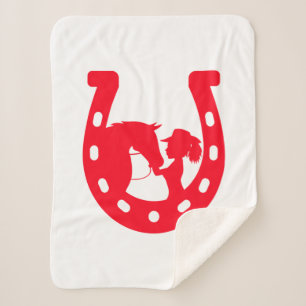 Cobertor Sherpa Rapariga Vermelha e Cavalo