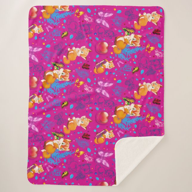 Cobertor Sherpa raposa e borboleta (Frente)