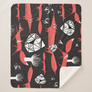 Cobertor Sherpa Raposa Vermelha: Fundo Escuro Invisível.