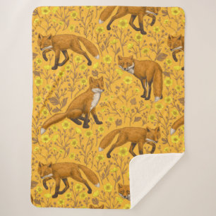 Cobertor Sherpa Raposas e ampolas em laranja