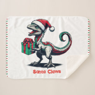 Cobertor Sherpa Raptor de chapéu de Natal