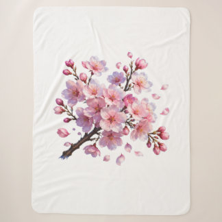 Cobertor Sherpa Raque de Pickleball Botânico Floral Branco Elegant