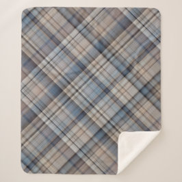 Cobertor Sherpa Rasgos de pedras azuis, castanho e Xadrez de Cinza