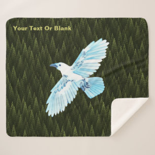 Cobertor Sherpa Raven Branco sobre Coníferas Fractais